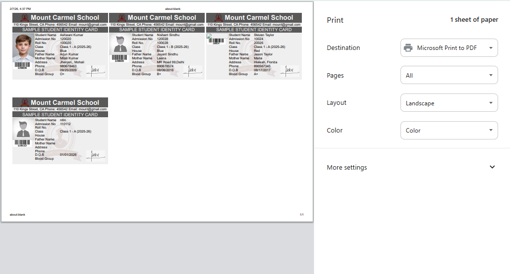 students id card image