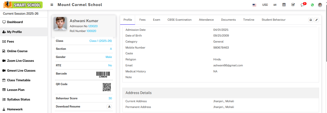 Check Edit Icon On Student Profile Page