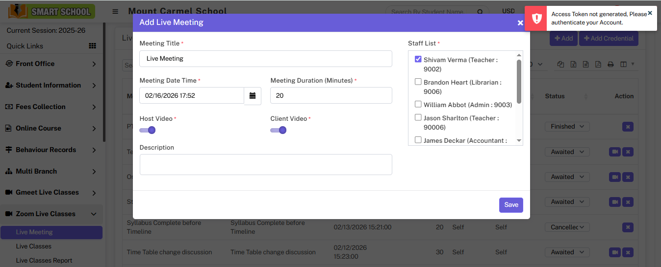 Zoom Invalid Access Token Error Image