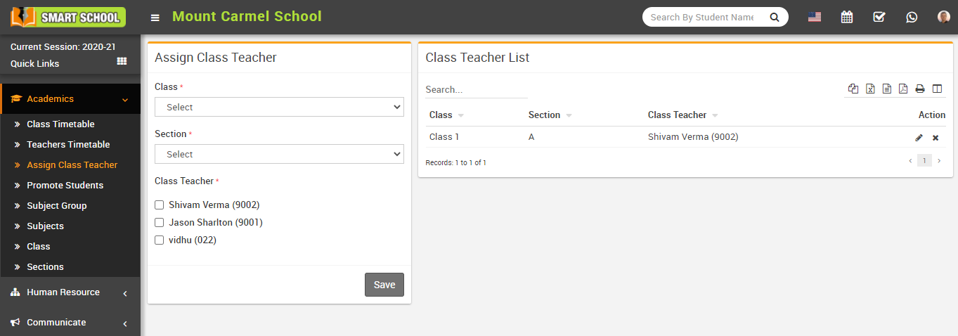 Assign class teacher image