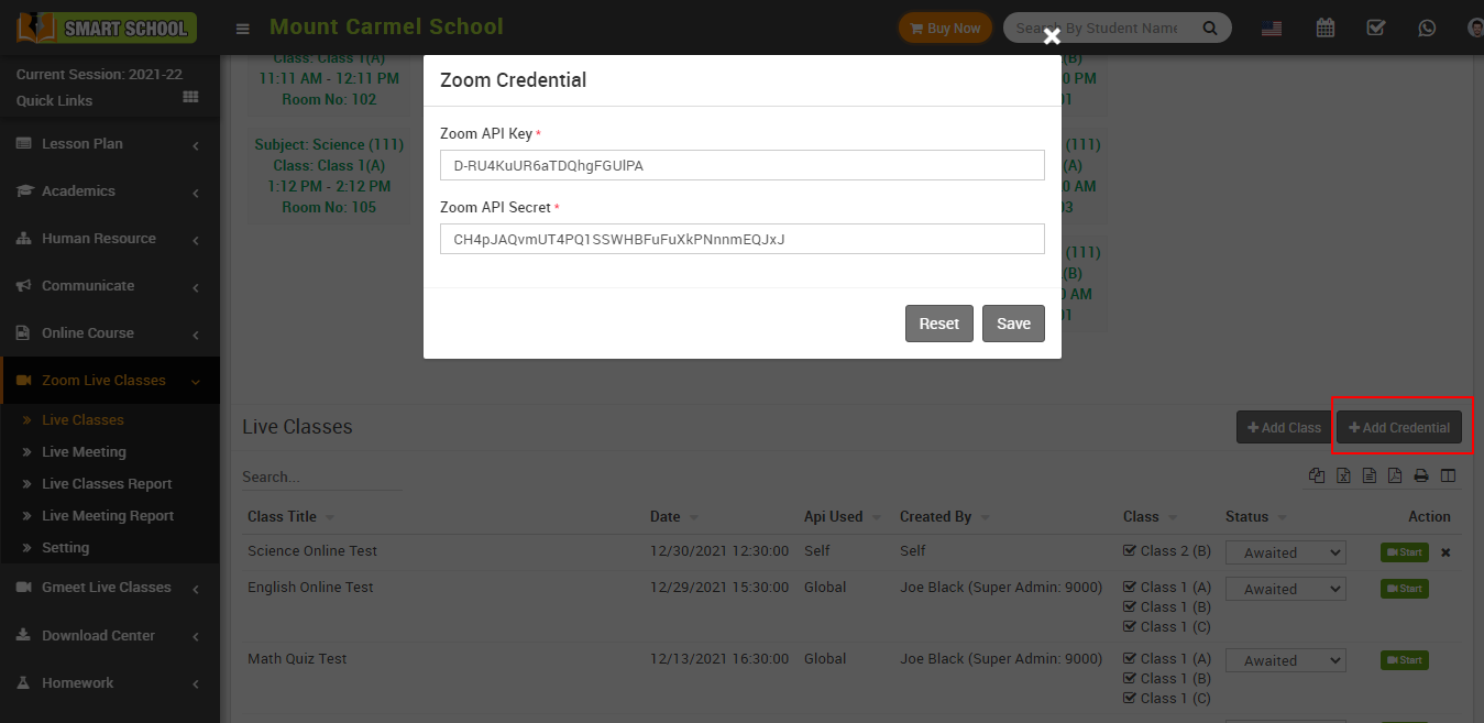 How To Enable/Disable Teacher API credential? Smart School School