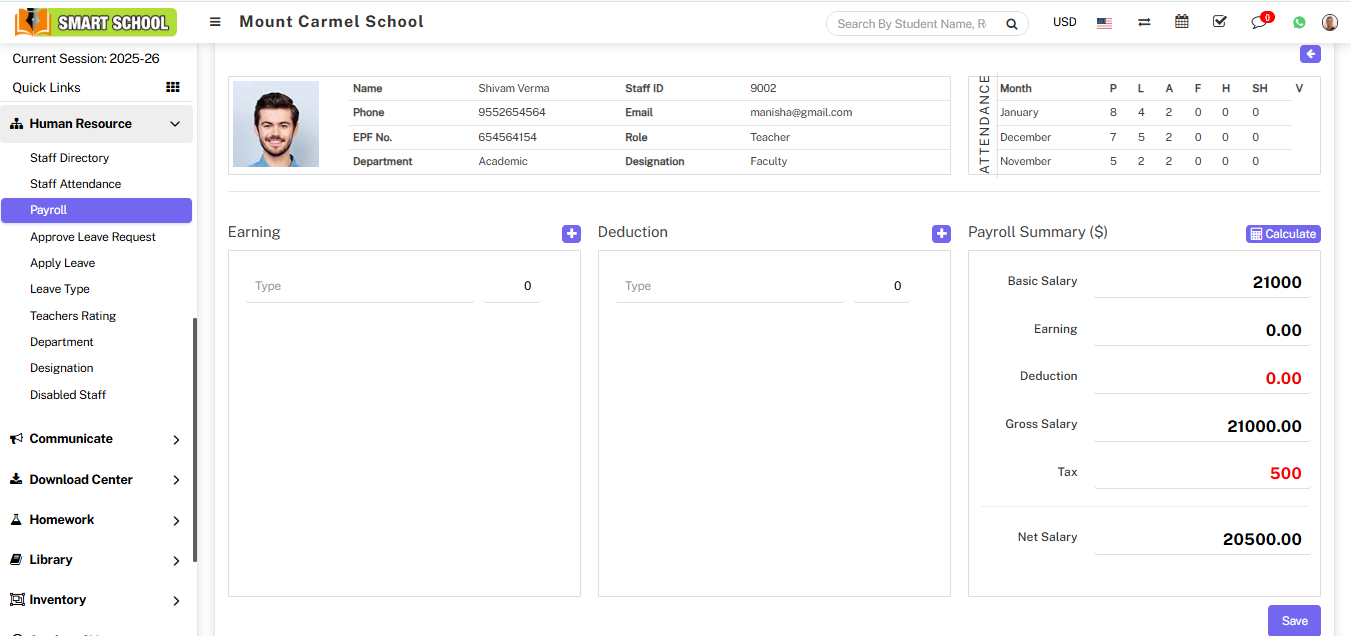 Payroll staff detail image