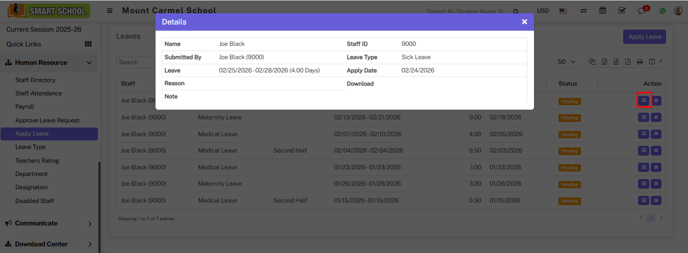 View apply leave detail image