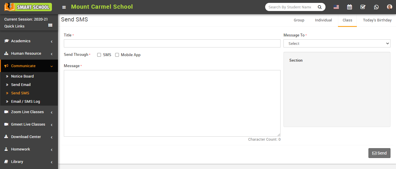 Send SMS class image