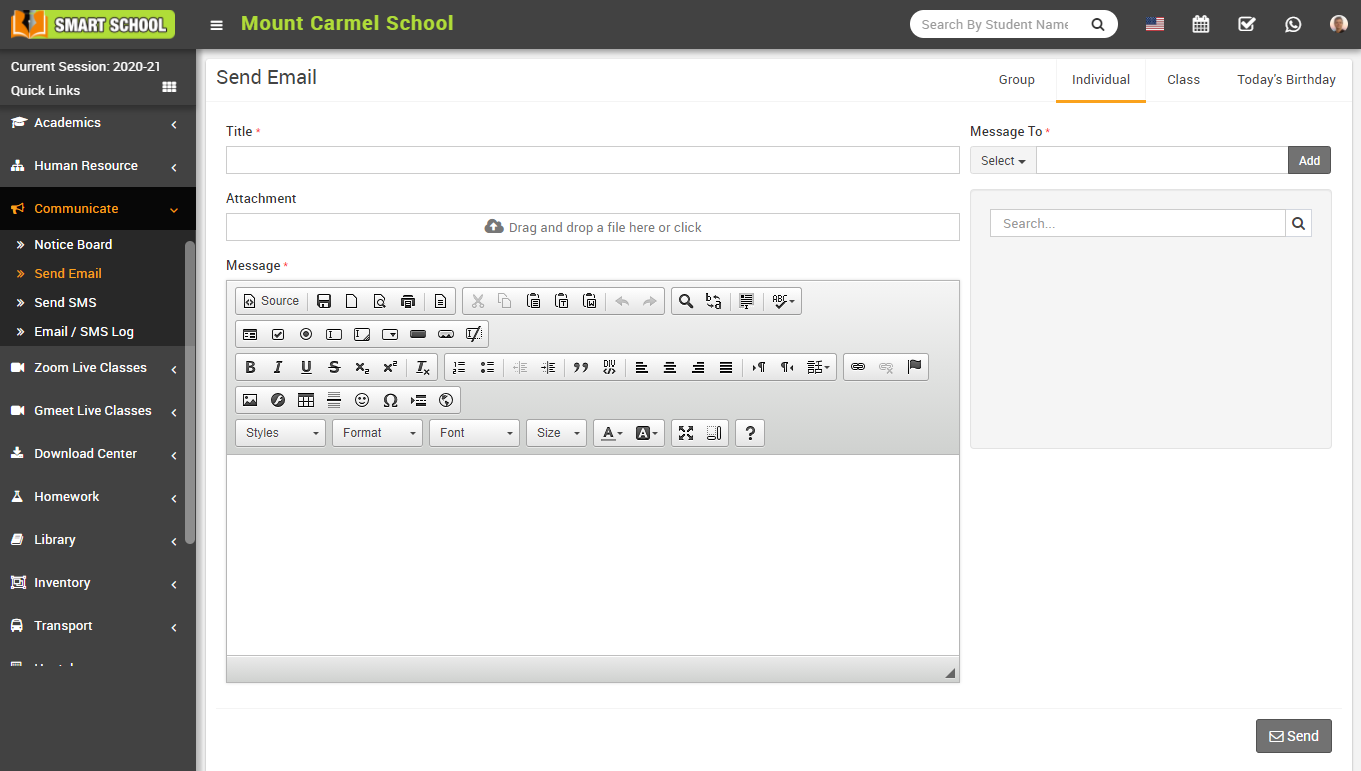 Individual send email image