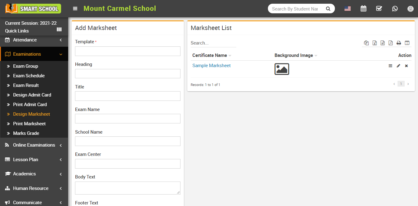 Add design mark sheet image