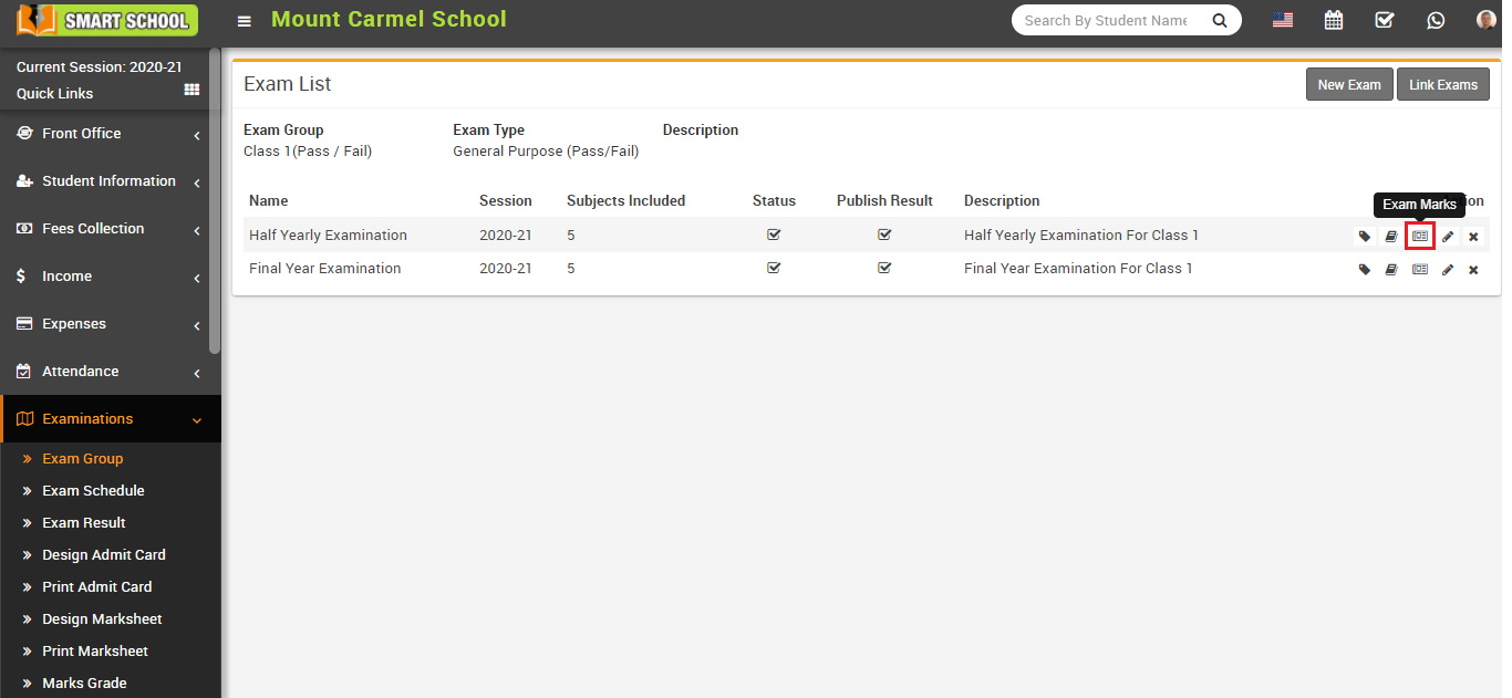 Exam mark image