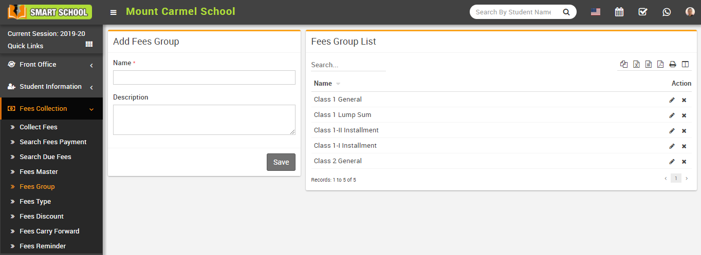 Fees collection about image