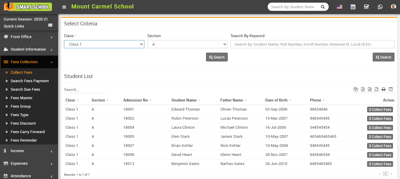 View collect fees image