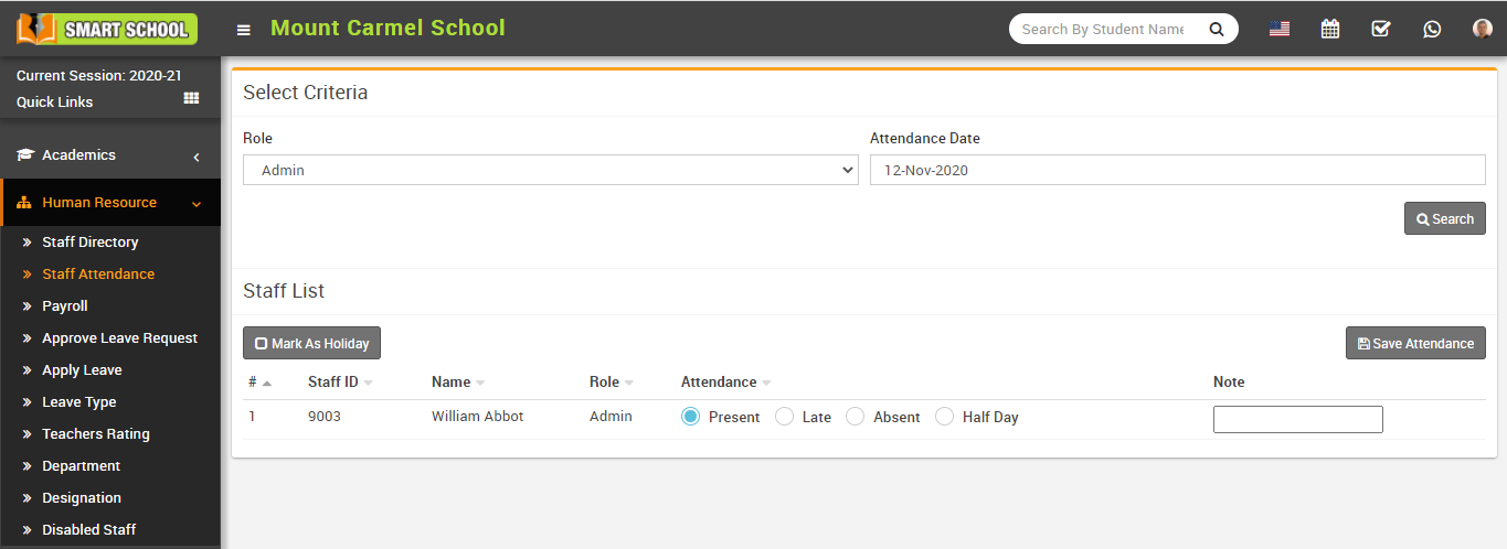 Staff attendance image