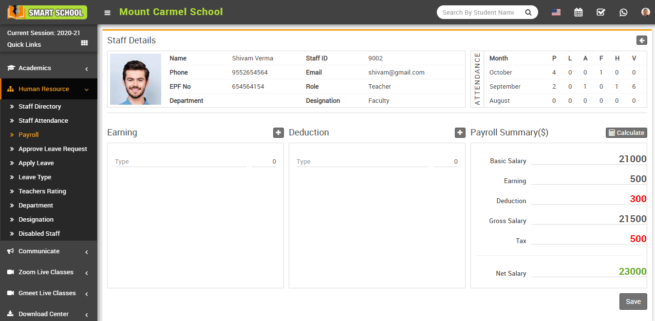 Payroll staff detail image