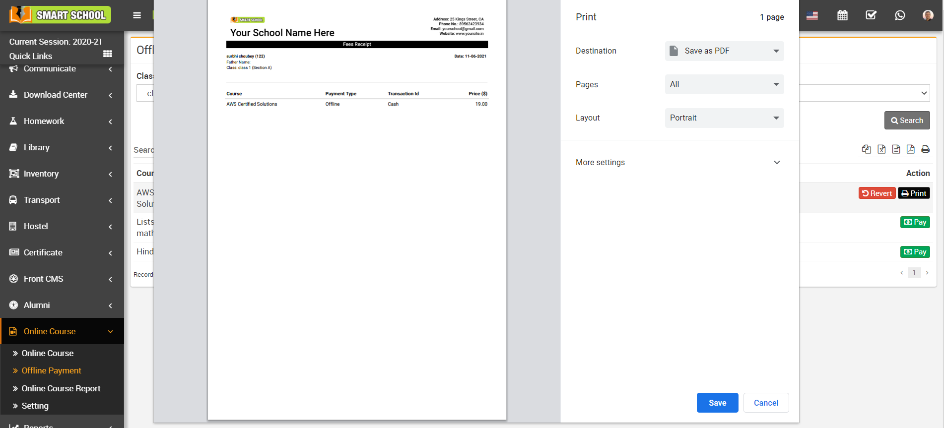 print ofline payment payslip