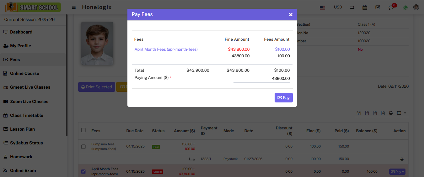 student collect fees