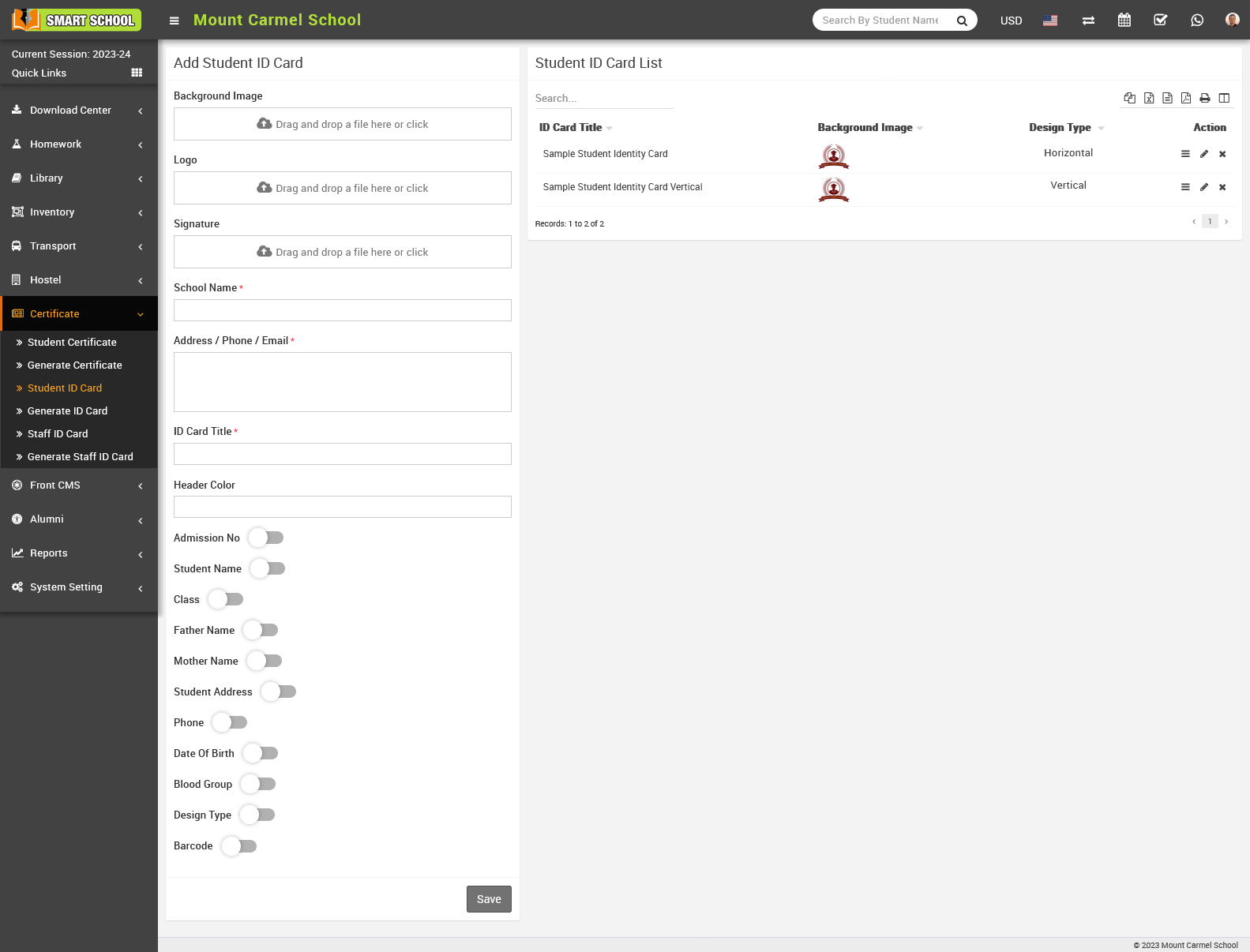 how-to-add-student-id-card-smart-school-school-management-system