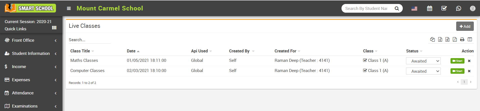 create Zoom Live Class