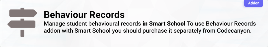 Smart School Behaviour Records addon